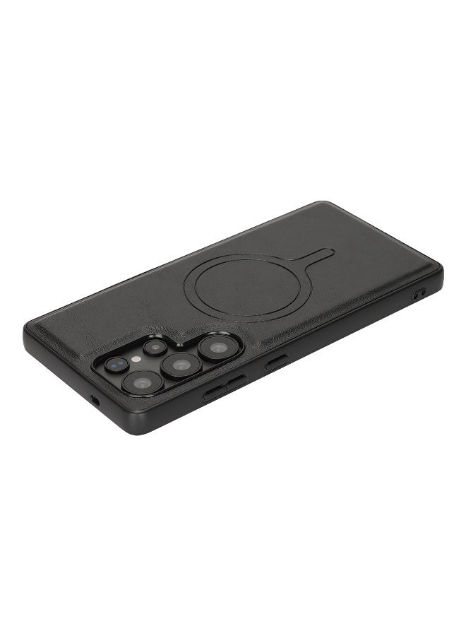 جراب جلدي مغناطيسي لهاتف سامسونج اس 24 الترا مع غطاء ماج سيف - أسود - Image 3